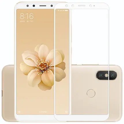 Для Xiaomi mi A2/mi 6X защита экрана из закаленного стекла Черная защитная пленка против царапин для Xiaomi mi A2/mi 6X - Цвет: White