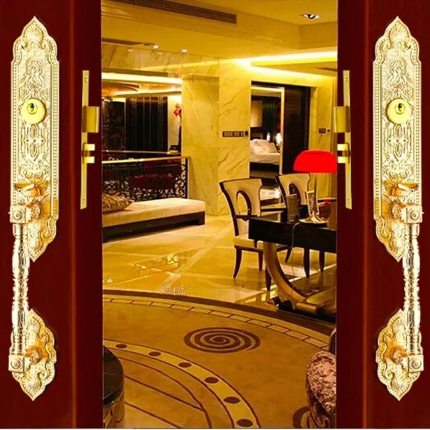 Us 319 2 16 Off European Fashion Luxury Gold Double Door Open Door Lock Villa Single Door Single Door Lock In Locks From Home Improvement On