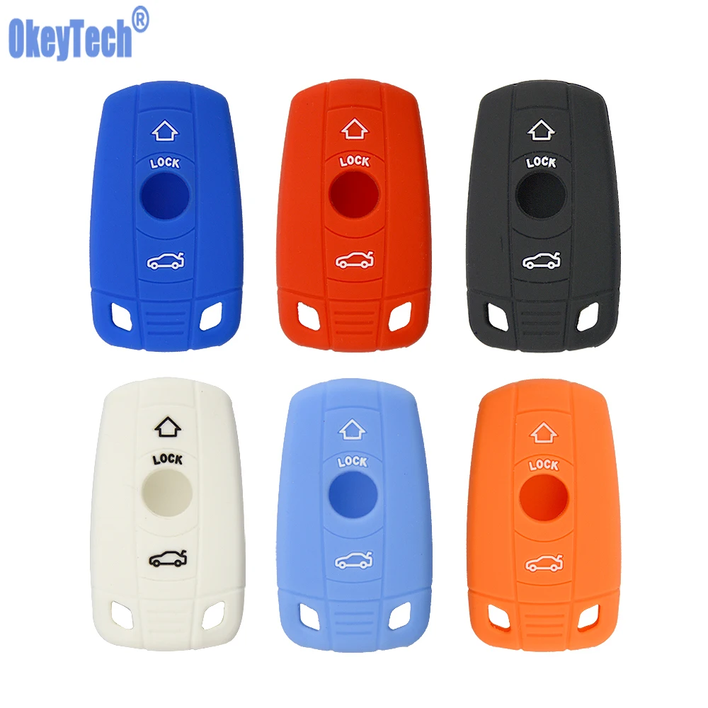 

OkeyTech Silicone Car Key Case 3 Buttons for BMW 1 3 5 6 Series E90 E91 E92 E60 Remote Key Shell Case Smart Key Fob Cover