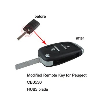 

Modified Remote Car Key Shell 2 Button For Citroen C2 C3 C5 C6 C8 For Peugeot 307 408 308 CE0536 Uncut Blade with Groove