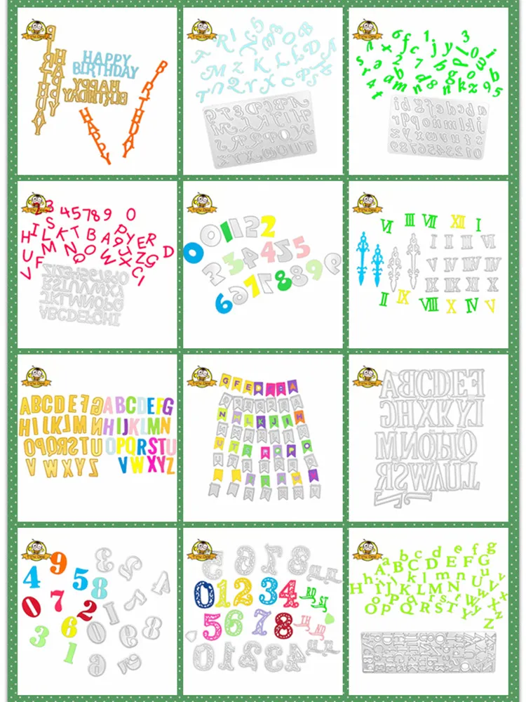 

13 Styles Number Letter Alphabet Figure Die Scrapbooking Metal Cutting Dies Cut For Card Making DIY Album Decor Card Craft Die
