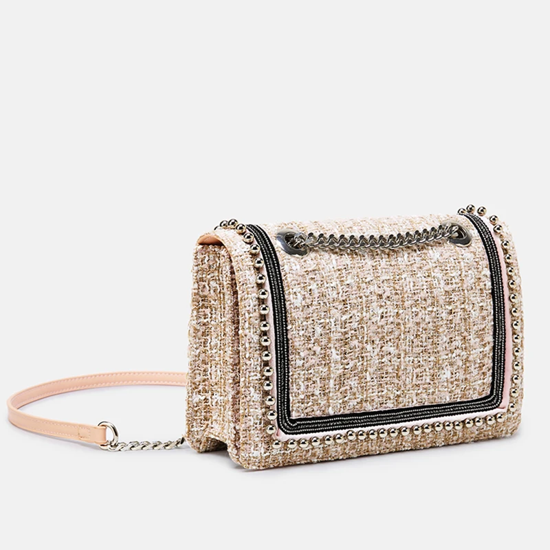 

Fashion Women's Woolen Messenger Bag female shoulder Handbags famous Designer Ladies flap clutches Crossbody Chain Bag for girls