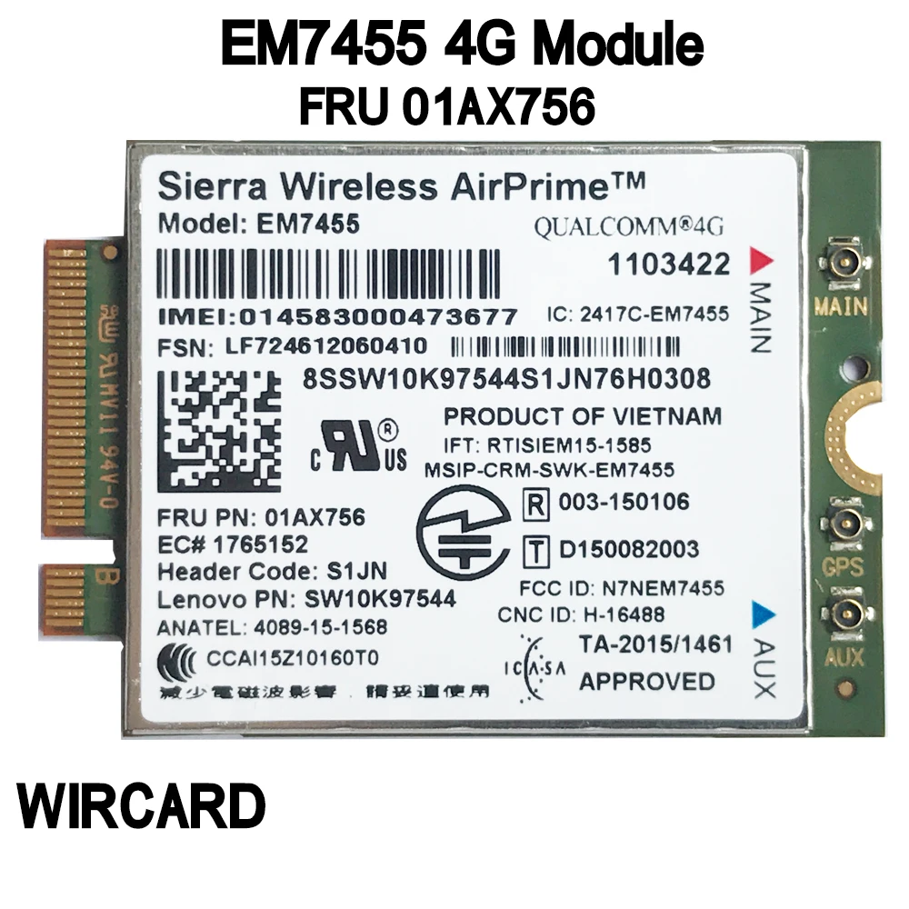 WIRCARD EM7455 FRU 01AX756 LTE 3G 4G карта для ноутбука thinkpad X1 Tablet Gen2|3G модемы| |