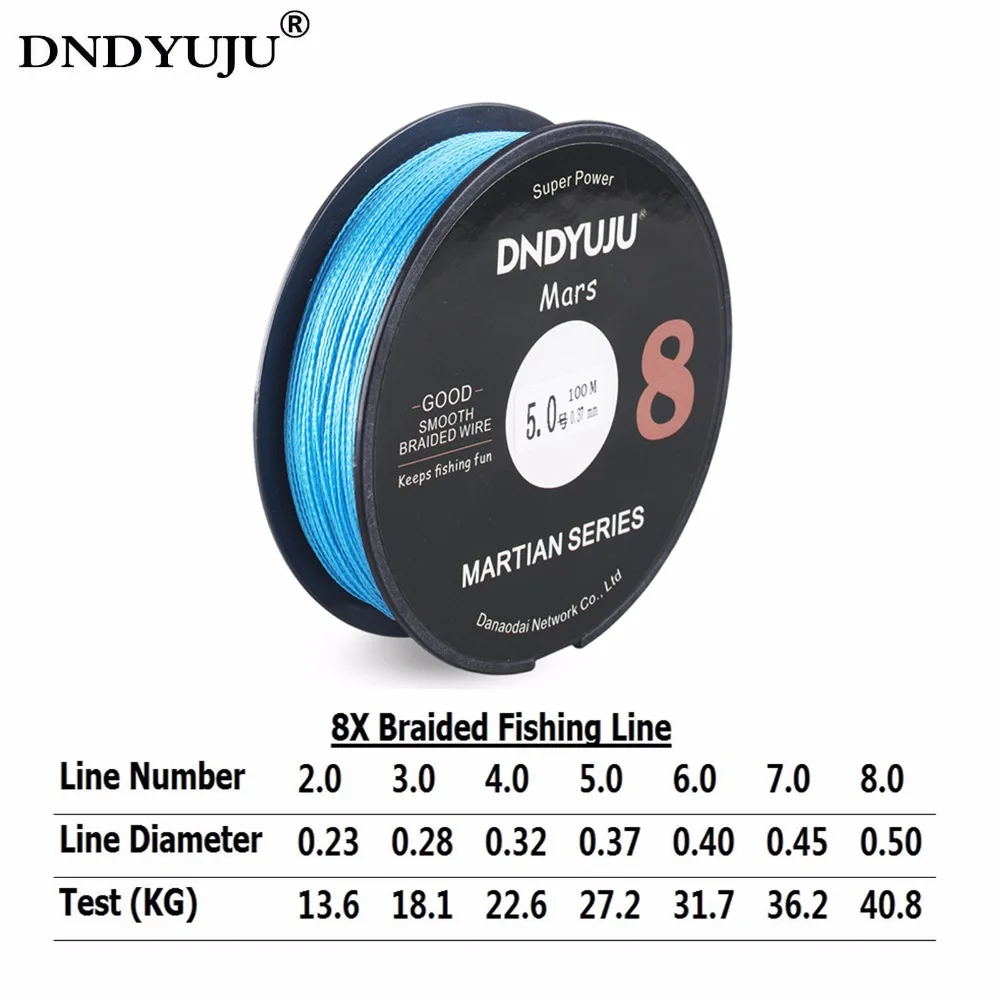 DNDYUJU 8 прядей плетеные PE 100 м лески Супер жесткие прочные импортные лучшее качество DNDYUJU 8 прядей плетеные PE 100 м лески Супер жесткие прочные импортные лучшее качество