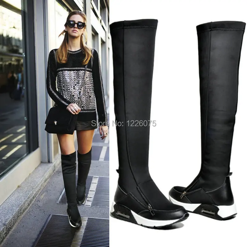 thigh high sneaker boots womens