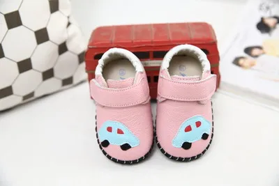 Весна и осень мужской натуральная кожа малыша обувь кеды От 0 до 1 года детская обувь мягкая подошва детская обувь - Цвет: pink car