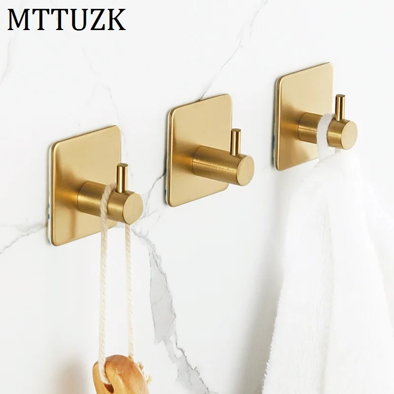 Mttuzk 304 Stainless Steel Brushed Gold Robe Hook Towel Wall Mttuzk 304 Stainless Steel Brushed Gold