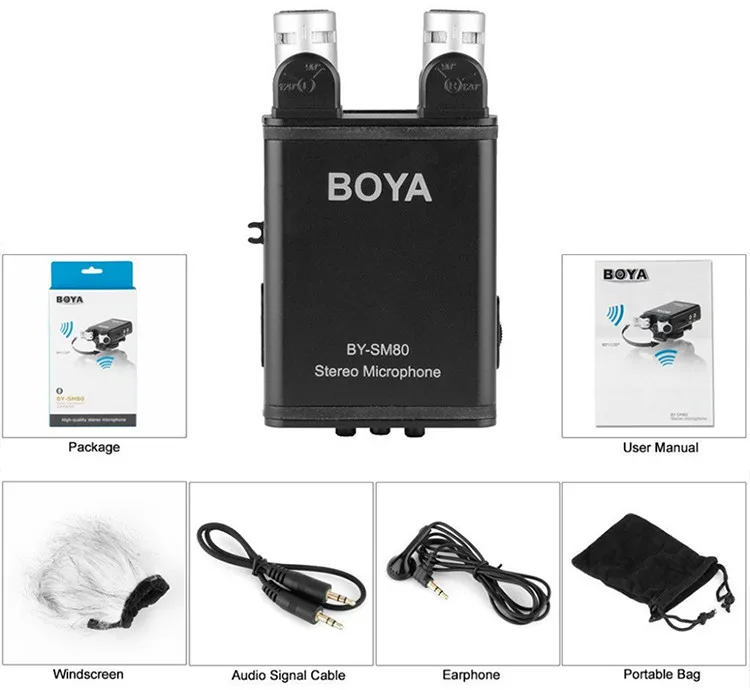 BOYA BY-SM80 passfilter стереокамера циклическая запись в режиме реального времени голосовой монитор для Canon 5D2 6D 750D Nikon D800 D600 видеокамера