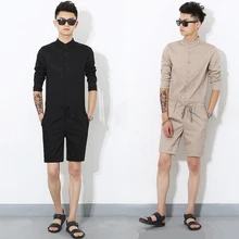 M-6XL! летняя повседневная мужская рубашка с рукавом три четверти, комплект одежды из одного предмета, комбинезоны