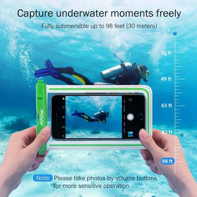 Mpow Universal Waterproof Phone Pouch Case IPX8 Cellphone Bag with Wrist Strap for iPhone X XS 8 8S 7 6 6inch Phone Diving bag   (16)