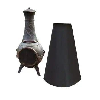 

Round Fire Pit Cover Polyester Waterproof Brazier Cover Heating Stove Cover Round BBQ Dust Cover For Outdoors For Home Garden