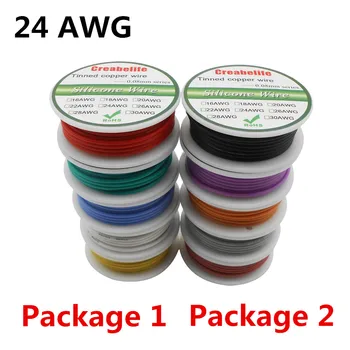 

30m 24 AWG Flexible Silicone Wire RC Cable Line With 5 Colors Spool Package 1 or Package 2 Tinnned Copper Wire Electrical Wire