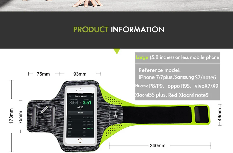 !ACCEZZ Sport Running Armbands Holder 4.75.8 inch For Oneplus 5 iPhone 7 6 8 Plus Xiaomi 6 Phone Pouch Gym Cover Arm Band Cases (2)
