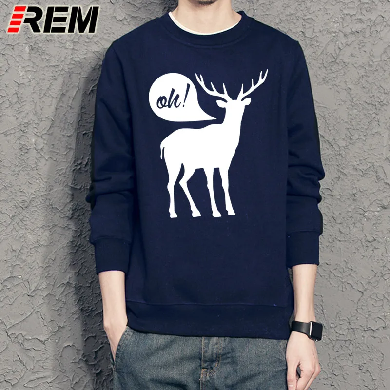 REM Sweatshirts Oh Deer Designer Graphic Funny Hoodies Cotton Mens Dear