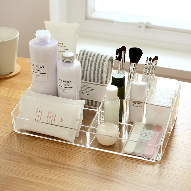 Solid Color Transparent Acrylic Makeup Organizer Desktop Plastic