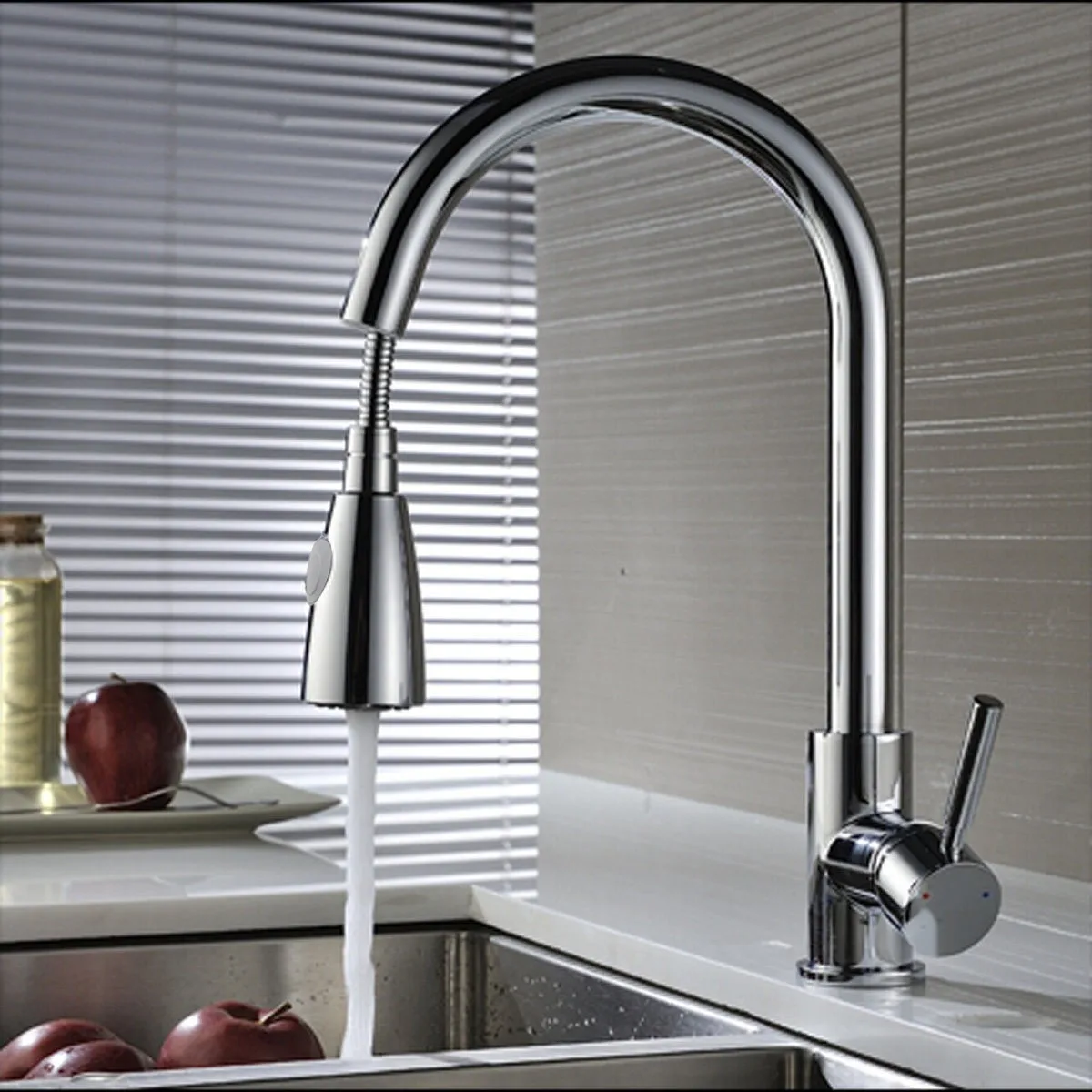

Modren Pull Out Kitchen Spray Mixer Tap Basin Sink Faucet 360Rotation Copper Chrome Mixing Faucet With 2 Inlet Cold And Hot