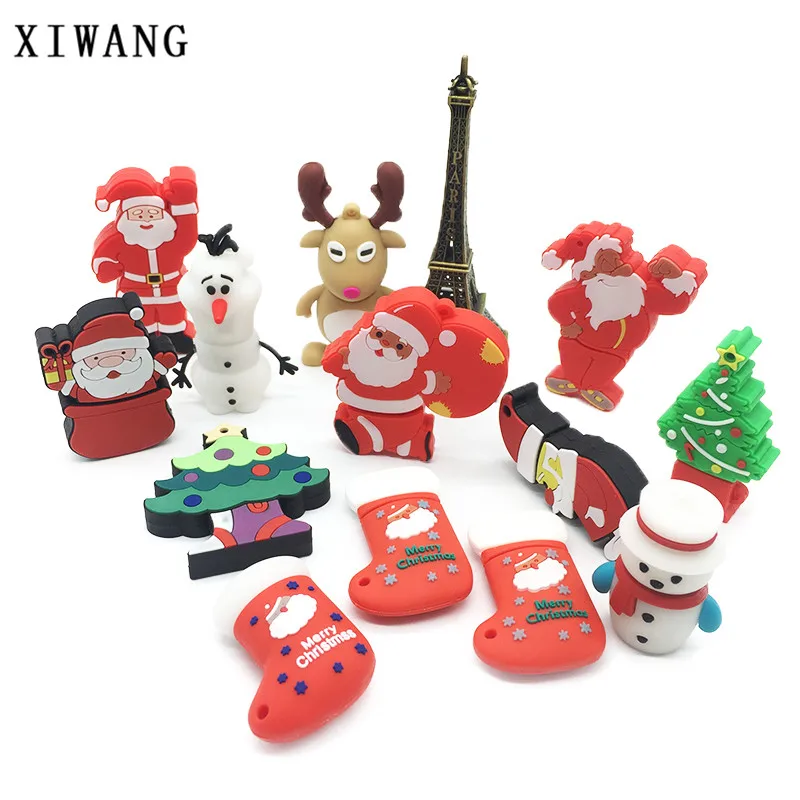

USB Flash Drive 128gb Cartoon Santa Claus Usb 2.0 4GB 8GB 16GB 32GB 64GB Christmas Series Pendrive Memory Stick Pen Drive Gift