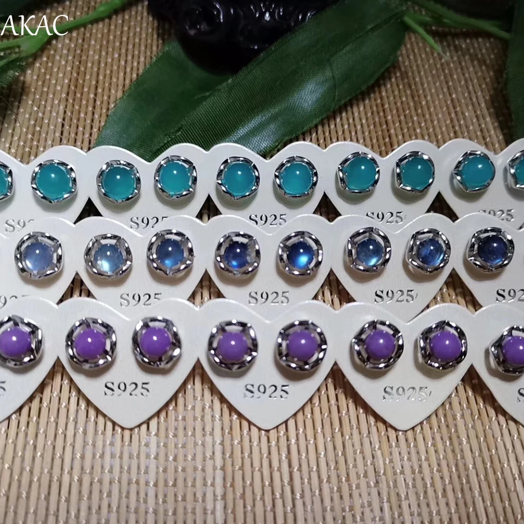 

AKAC natural phosphosiderite/amazonite/labradorite simple design women stud earring one pair/set