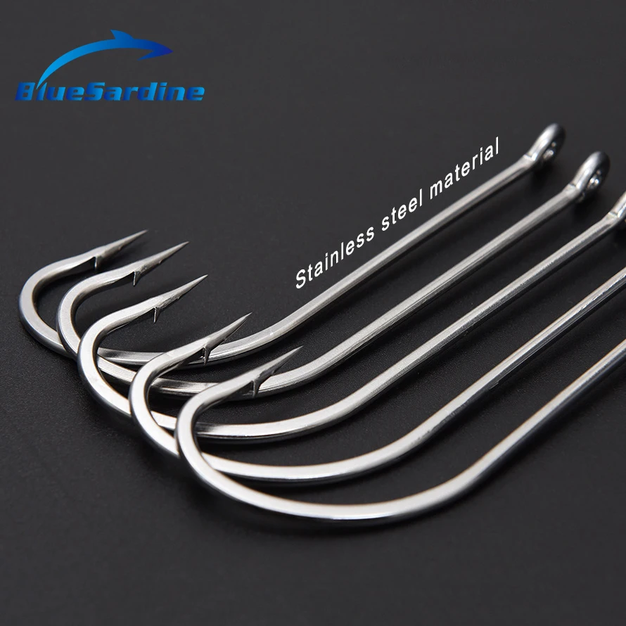 BlueSardine 5PCS Large Size Sea Fishing Hook Stainless Steel Fishhook