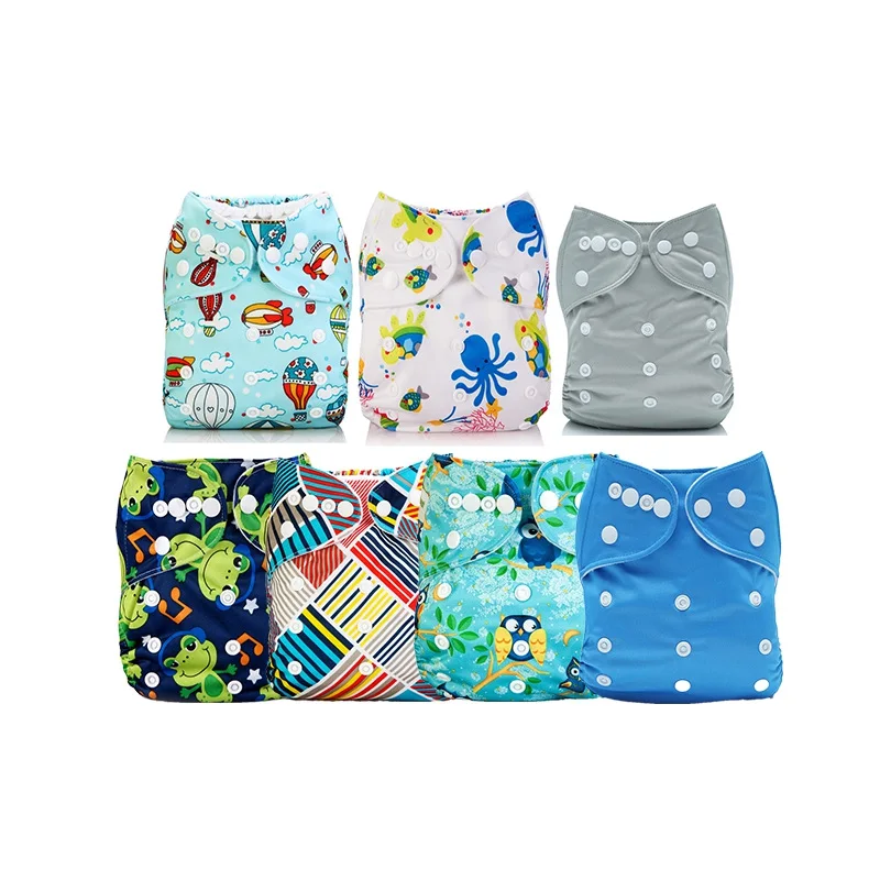 7pcs Alva Baby Cloth Diapers Reusable Washable Pocket Nappies Lot With 7 Inserts