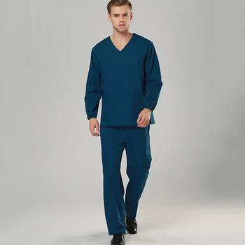 

Scrubs Medical Uniforms Women and Men Mock Wrap Hospital Clothing Summer Short Sleeve Top and Pant Elastic Drawstring 2018 New