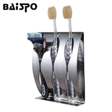 BAISPO нержавеющая сталь настенное крепление держатель зубной щетки 3 положения самоклеющиеся зубная щетка Семейные наборы Аксессуары для ванной комнаты