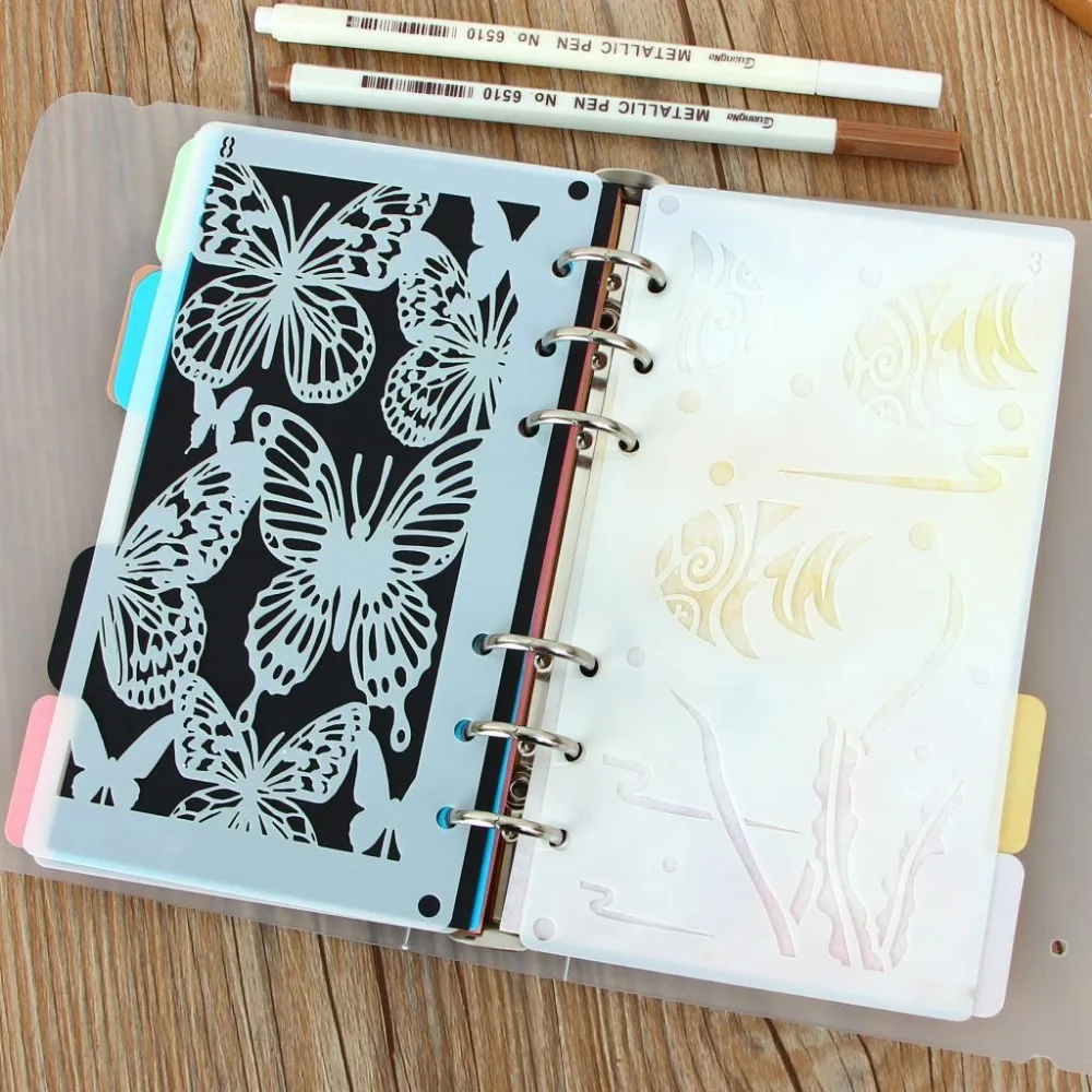 Plastic-Graffiti-Drawing-Diy-Album-Handbook-Template-Piece-Manual-Material-A6-Loose-Leaf-Cover-Paper-Hollow