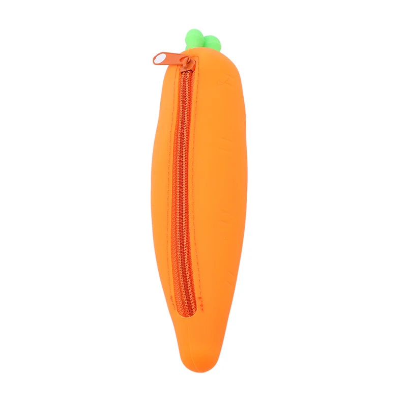 1 шт. модный силиконовый школьный пенал для карандашей, чехол для ручек для девочек, подарок для детей, канцелярские принадлежности, растительная форма, сумка для хранения, новинка, горох - Цвет: carrot