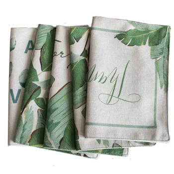 

Tropical leaves Cotton and Linen Table Napkin Dish Cloth Natural Ins Style pastorale plants Kitchen Towel Tea and Coffee Pad