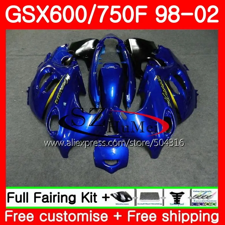 Корпус для SUZUKI Катана GSX600F глянцевый синий GSXF 600 750 28SH3 GSXF600 98 99 00 01 02 GSXF750 1998 1999 2000 2001 2002 обтекатели