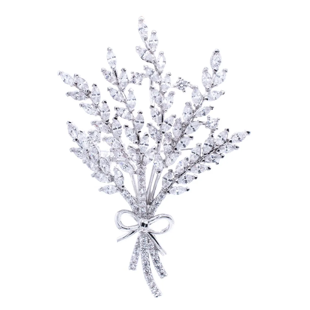 

Fashion Cubic Zirconia Olive Branch Wheat Brooch Pin High Quality Women Jewelry Dress Accessories B0067