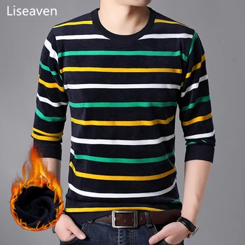 

Liseaven Men's Winter Thick Fleece T-Shirt Warm Pullovers Male T Shirt Tops&Tees