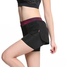 Женские 2 в 1 шорты для бега спортивные лосины для йоги кототкое быстросохнущее тренажерный зал Фитнес Спортивная тренировочная