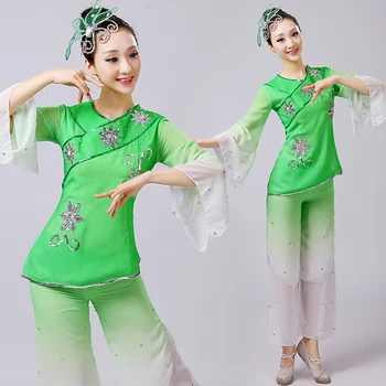 

Woman Dancewear Yangko Dance Clothing National Drum Costume Chinese Fan Dance Costumes Square Dance Clothing