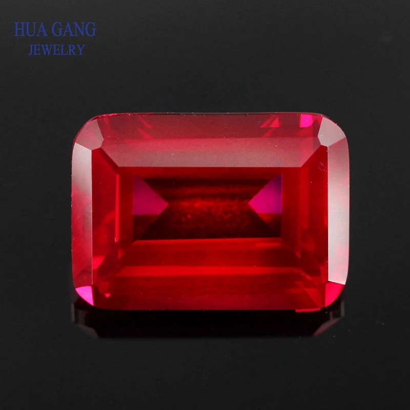 

5# Rose Red Stone Octangle Shape Parallel Cut Synthetic Corundum Gems stone For jewelry Size 4x6~15x20mm Free Shipping