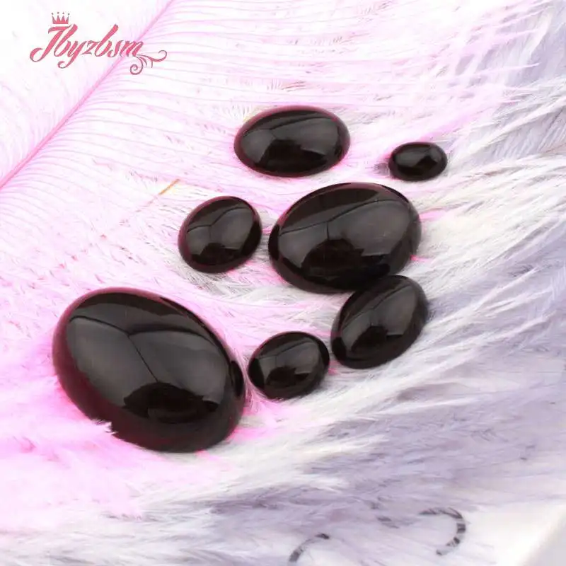 

Oval Black Agates Bead CAB Cabochon Flatback Dome Undrilled Natural Stone Beads For DIY Pandandt Earring Ring Jewelry Making 5pc