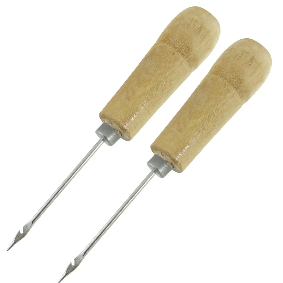 2 Pcs Wooden Handle Sewing Awl Speedy Hand needleerin Hooks from Home