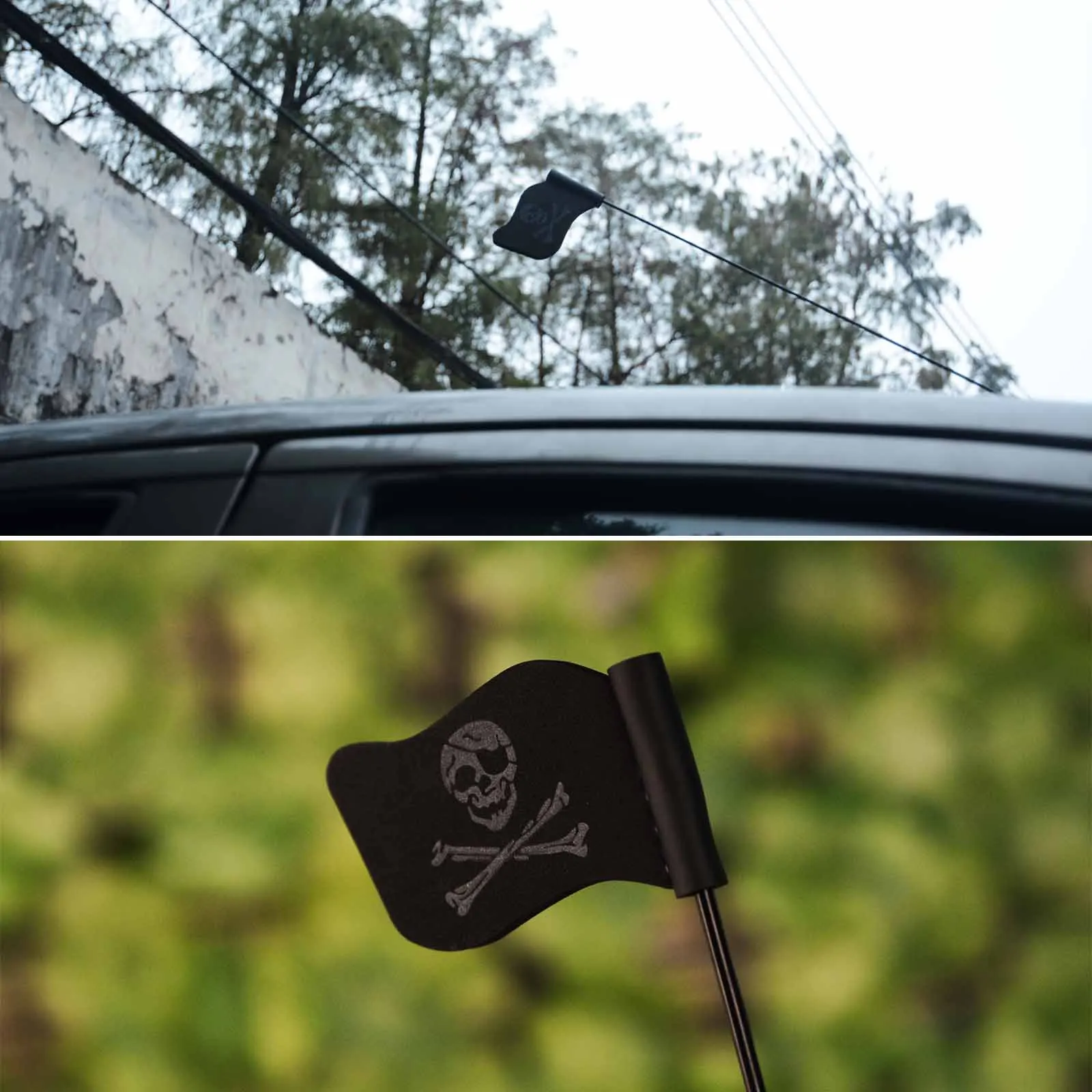 Buy Mayitr Halloween Black Mini Skull Flag Car Antenna