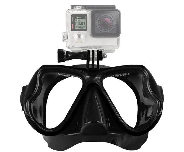 Black Camera Mount Diving Mask Scuba Snorkel Swimming Goggles Glasses