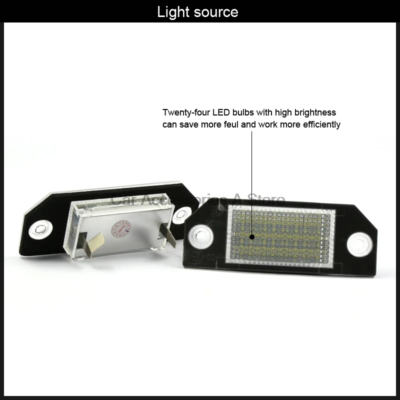 2pcs Автомобильный светодиодный светильник номерного знака, белый светильник для Ford Focus 2 C-Max