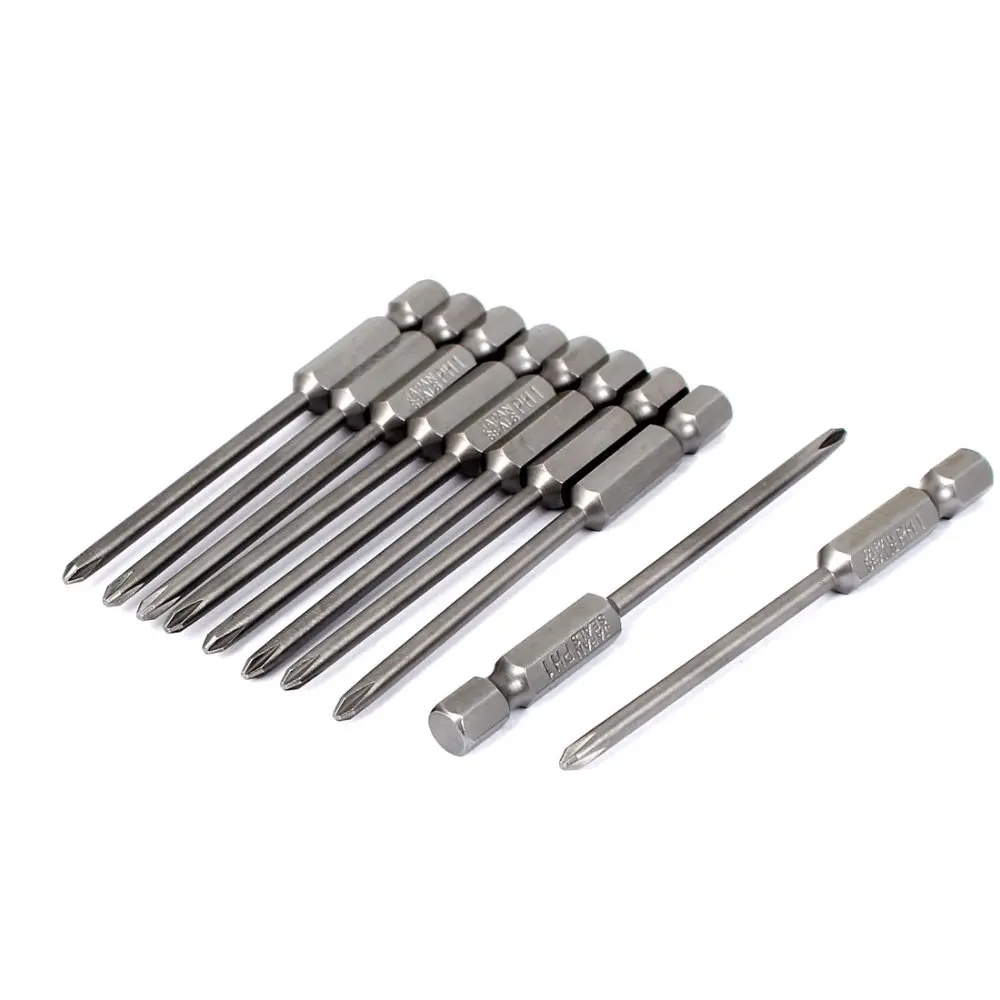 

Uxcell 10pcs PH1 Phillips Screwdriver Bits 1/4" Hex Shank 75mm Crosshead Electric Hex Screw Driver Bit Hand Tools