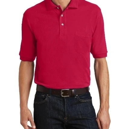 Port Authority K420P Mens Pique Knit Polo with Pocket Red - 4XL (1)