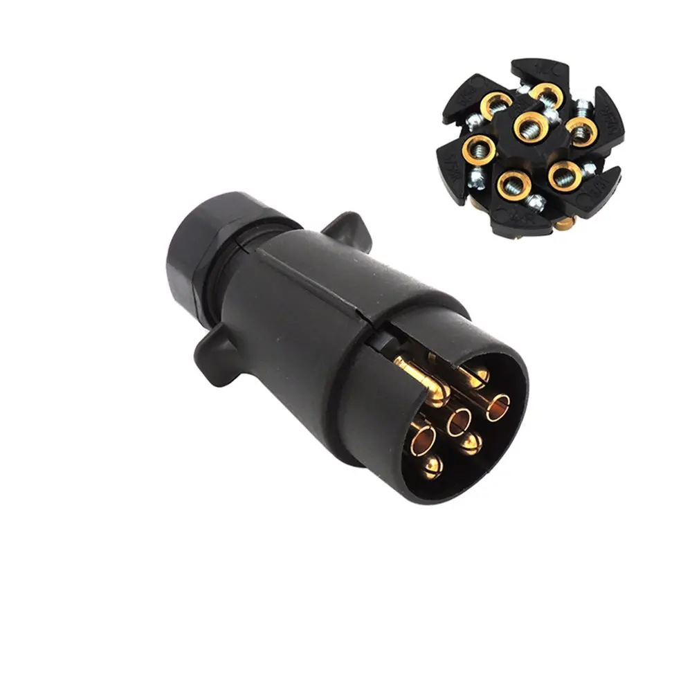

European Car 7 Hole Socket Trailer Adapter Truck Interface Rv Power Cord Socket Waterproof Connector 12V