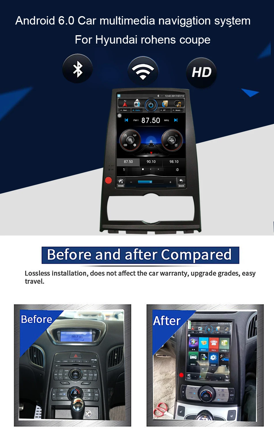 Discount 10.1inch Android 6.0 Car Radio GPS Head Unit For Hyundai genesis coupe rohens  black/white color 0