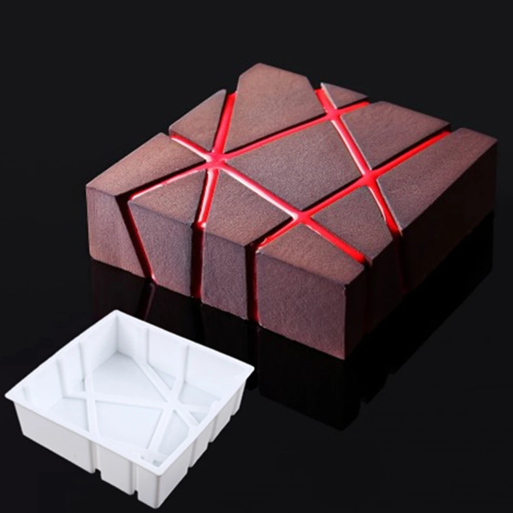 Food Grade Silicone Cake Mold Bakery Irregular Art Cake Blocks Shaping Baking Mould Tray Mousse Toffee Cake Muffin Making Mold