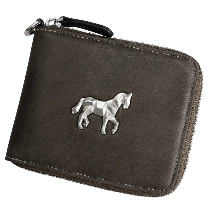

JIVIVIL/ Short Zipper Genuine Leather Unisex Fashion Card Package