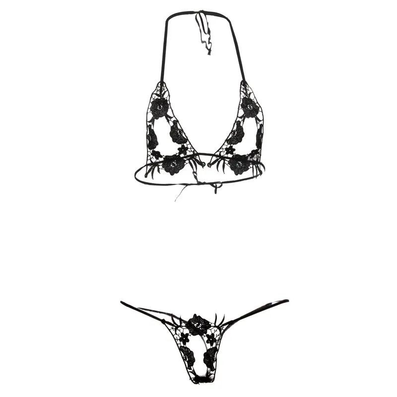 Sexy Bra &Brief Set Lace Transparent Underwear Embroidery Open Bra Halter Backless Lingerie Sexy Hot Erotic Open Crotch G string Sexy Bra &Brief Set Lace Transparent Underwear Embroidery Open Bra Halter Backless Lingerie Sexy Hot Erotic Open Crotch G string