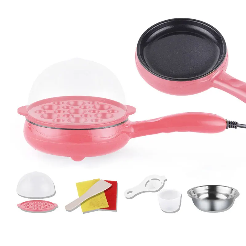 Многофункциональный блинница антипригарный инструмент для приготовления пищи электрическая жареная сковорода для стейка плита сковорода антипригарная вареные яйца бойлер - Цвет: Розовый