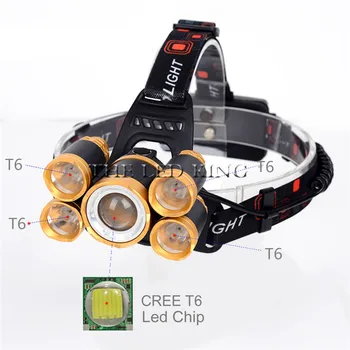 

Zoom High Power Flashlight Headlight 5* T6 L2 V6 LED Front Head Light Lamp 18650 Rechargeable Headlamp for Hunting and Fishing
