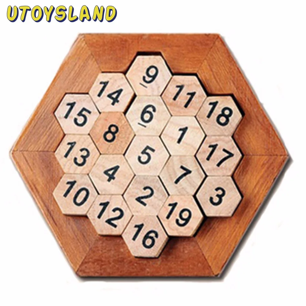 

UTOYSLAND Wooden Puzzle Toy Hexagon Sudoku Number Geometric Shape Tangram Jigsaw Board Game Educational Toys Children